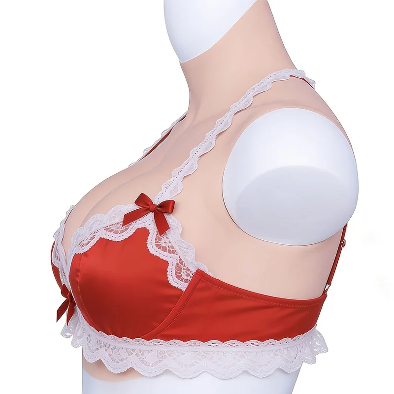 High Neck Silicone Chest Plate, Drag Queens, Film/TV Costume Props, Surgery Compatible Breast Cup Drag Performance Post-Surgery