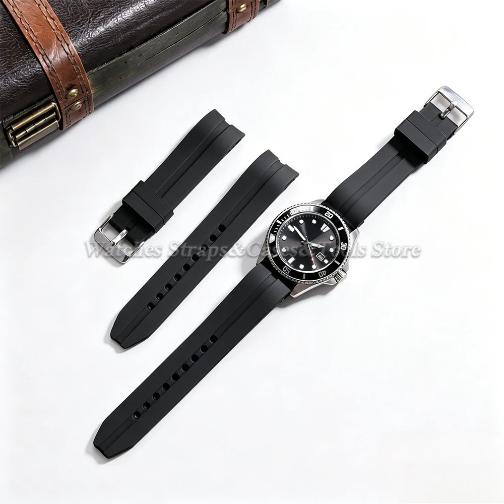 Uhrenarmband mit gebogenem Ende, 22 mm, 24 mm, 26 mm, weiches Silikon-Gummi, universelles Uhrenarmband, wasserdichtes Sportuhrenarmband für Herren und Damen – Detail 9