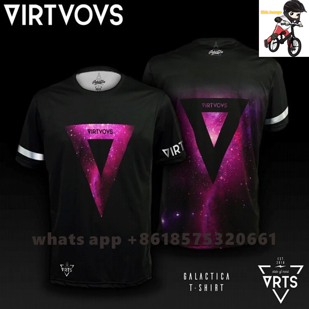 Virtuous Kids Downhill Jerseys Short Sleeve Bike Race Training T-Shirt DH MTB Offroad Motorcycle Children Downhill Ride Clothing