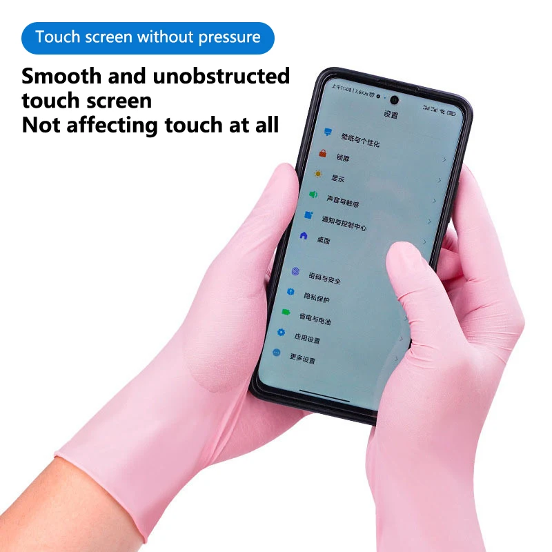 1pair Light Pink Disposable Nitrile Gloves Waterproof Anti-Static Durable Light Tattoo Gloves For Kitchen Cooking Tools