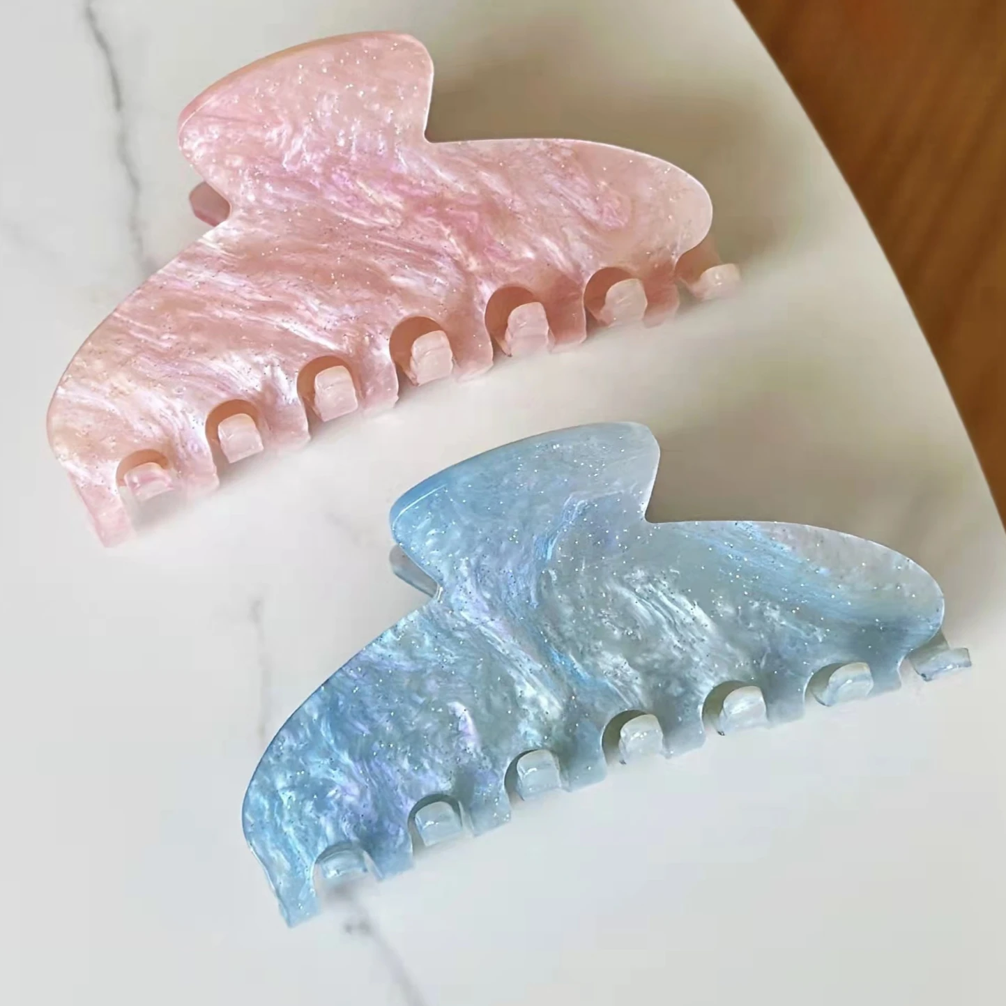 Shiny Acetate Pink Blue Hair Clip Claws for Women Girls Headwear Elegant Large Shark Crab Clip Female Hair Accessories Gifts