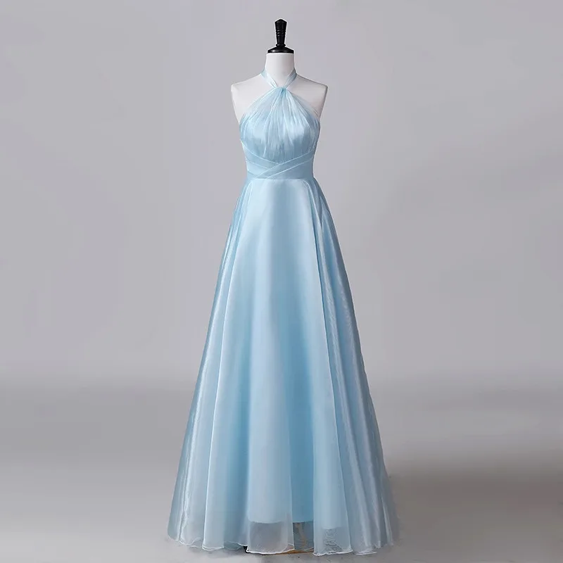 Multi-Color Halter Neck A-Line Bridesmaid Dress Floor-Length Formal Evening Gown For Wedding Guest Sleeveless Party Prom Dresses