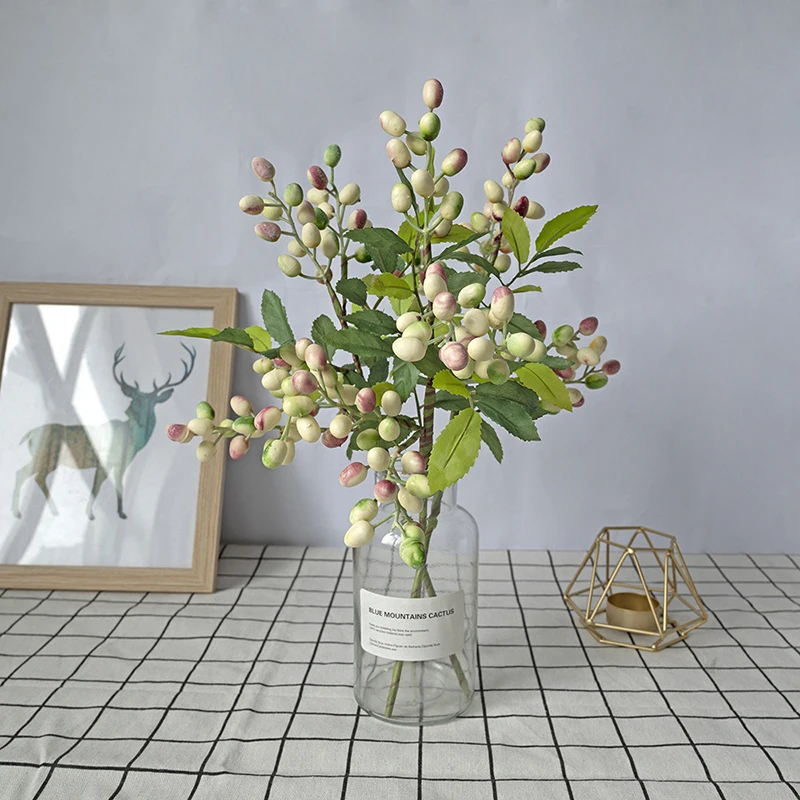 Simulated Olive Fruit Berry Bean Branch Christmas Wedding Home Lobby Decoration Living Room Vase Flower Table Top Arrangement