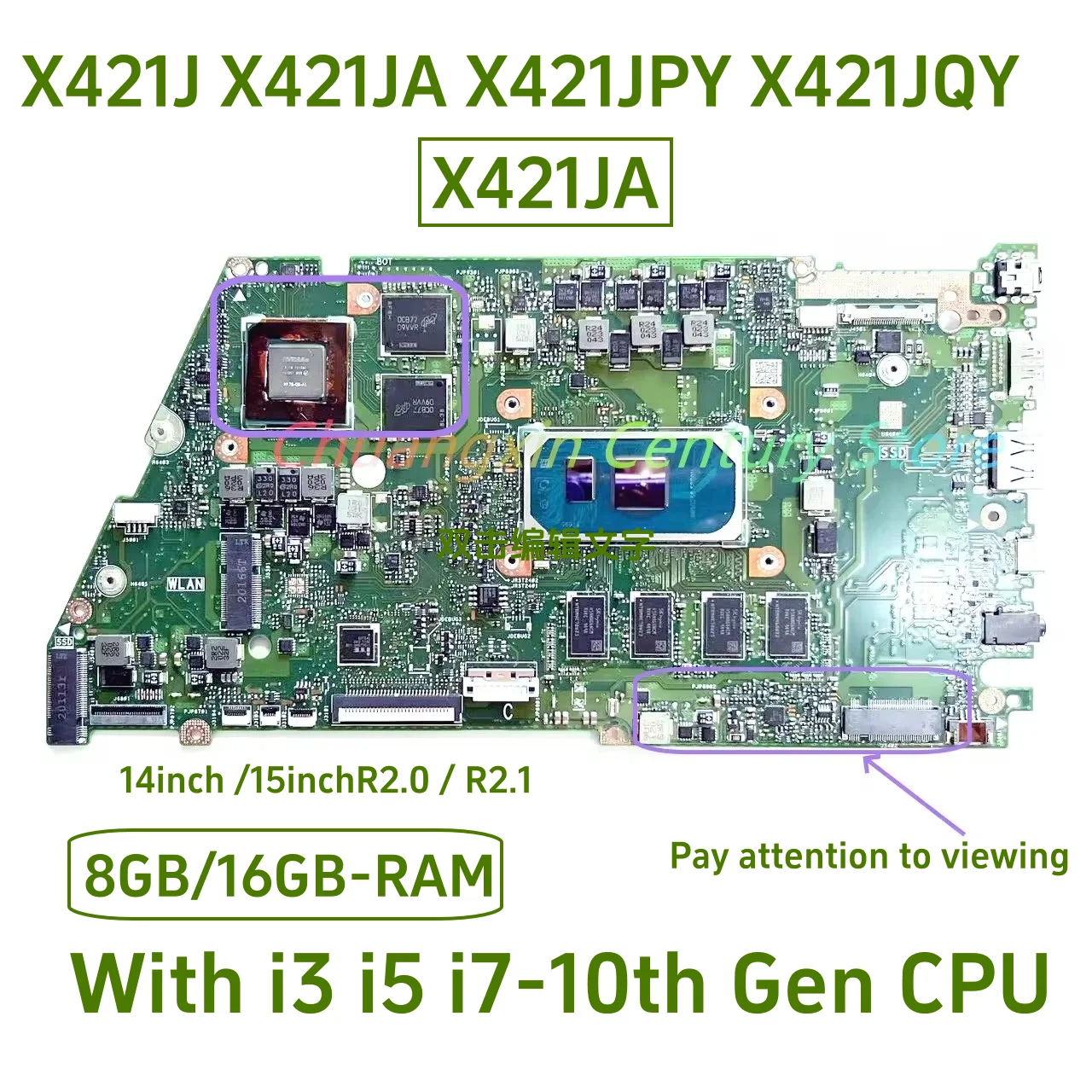 X421JA For ASUS X421J X421JA X421JPY X421JQY Mainboard  Laptop Motherboard With i5 i7-10th CPU 8GB/16GB-RAM Tested and shipped