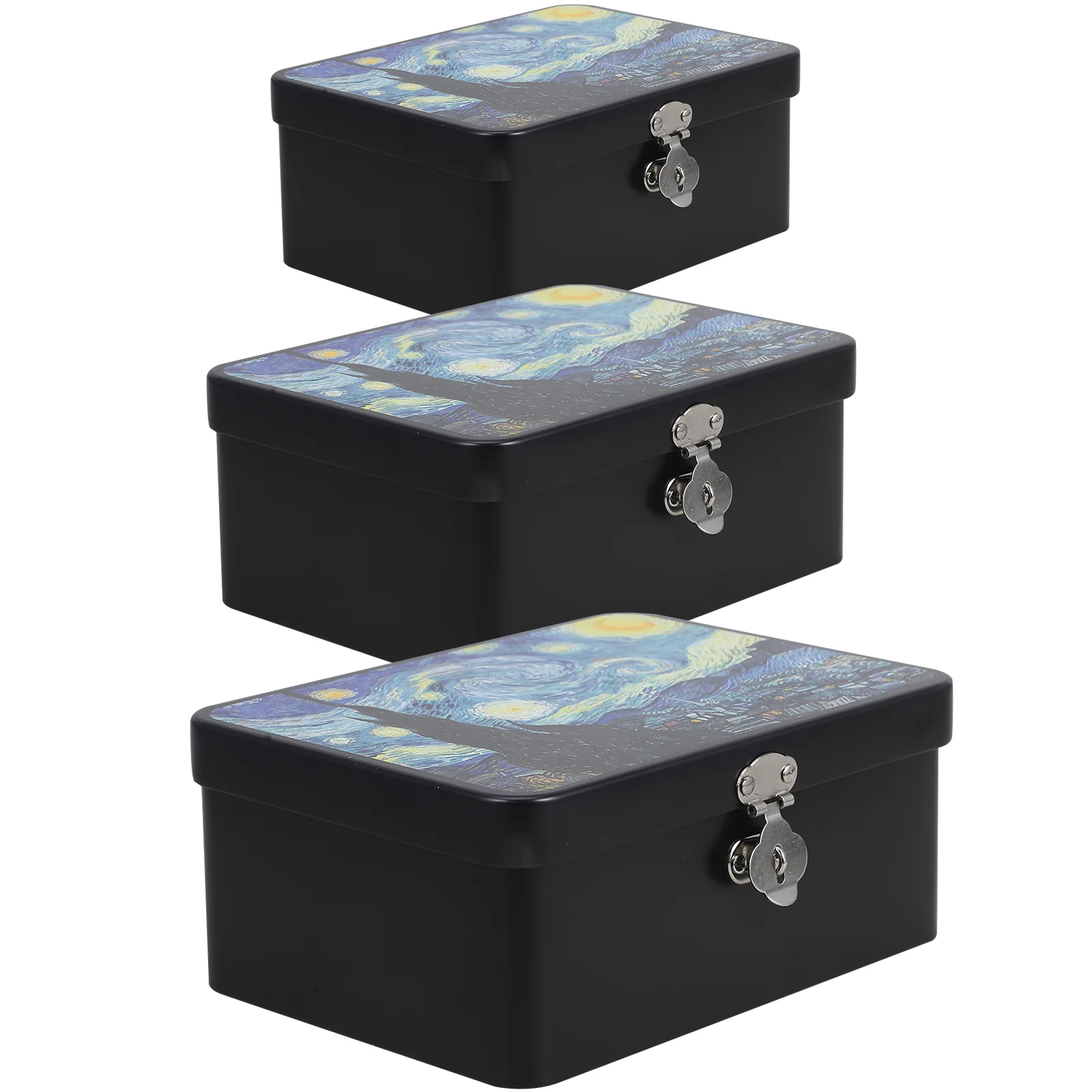 

3 Pcs Tinplate Storage Box Containers Small Jewelry Boxes Household Vintage Candy Travel Metal Mini Tins with Lids