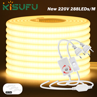 220V Dimmable COB LED Neon Strip Light With Switch/Dimmer Plug Waterproof 288Leds/M High Quality Neon Strip Garden Home Lighting