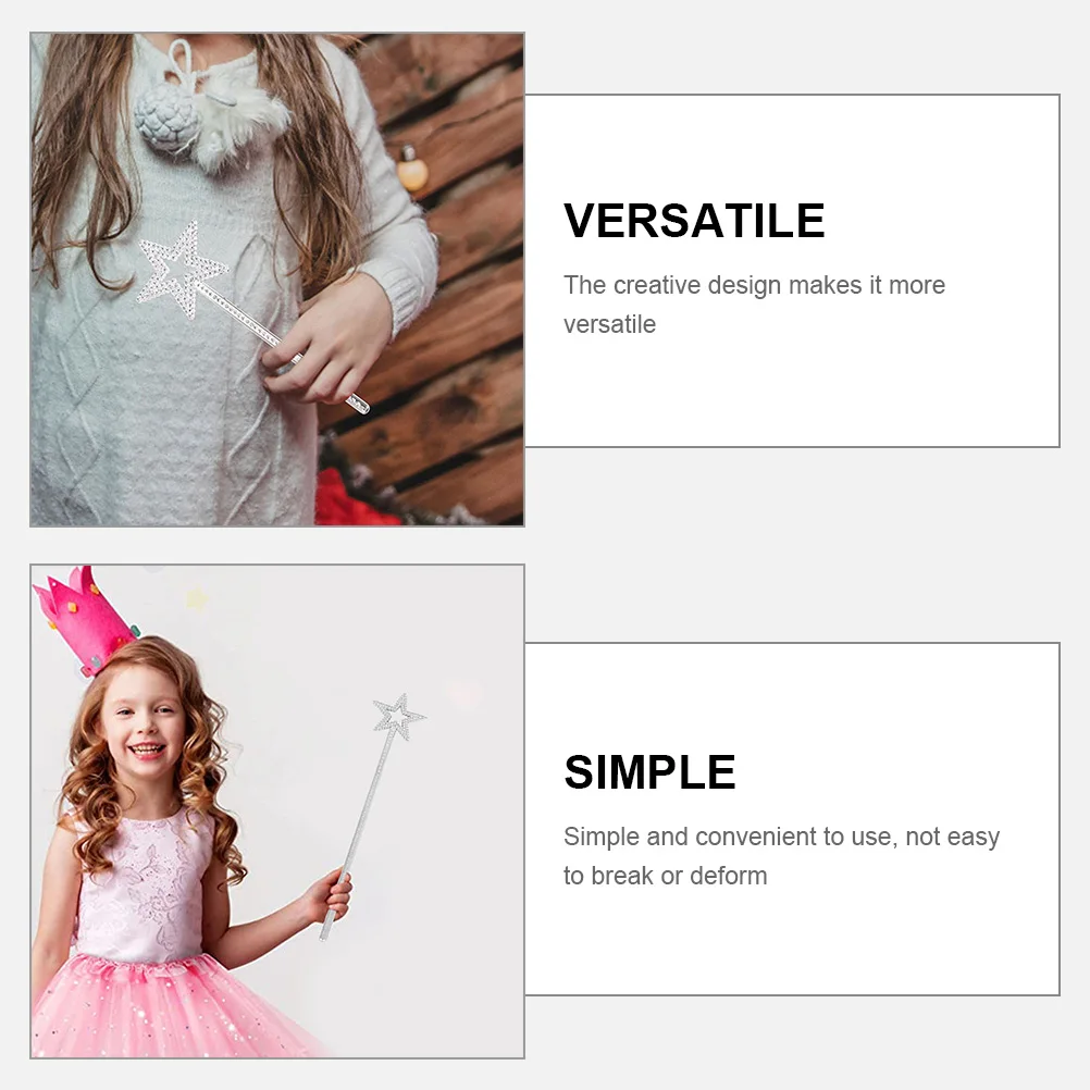 

6pcs Star Fairy Wands Girls Costume Angel Cosplay Wand Sticks Lightweight Reusable Decorative Stage Performance Party Favor Gift
