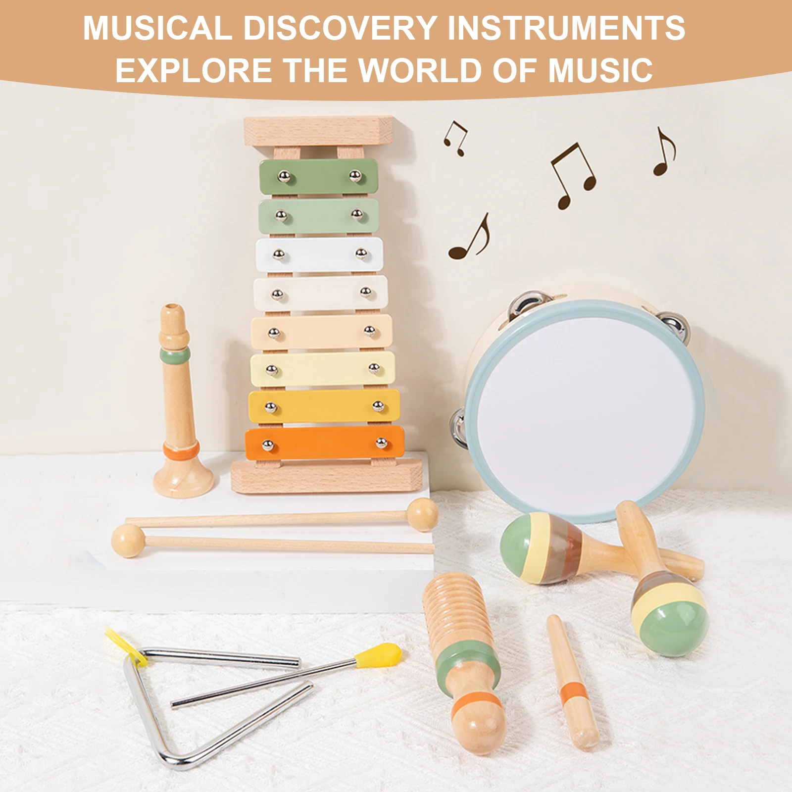 Interactive Musical Instrument with Shakers Xylophone Tambourine Sensory Music Discovery Kit For Children Vocal Development