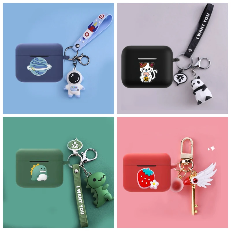 Funda protectora de silicona para auriculares Razer Hammerhead True Wireless Pro, con dibujos de dinosaurios/Panda, accesorios para llavero