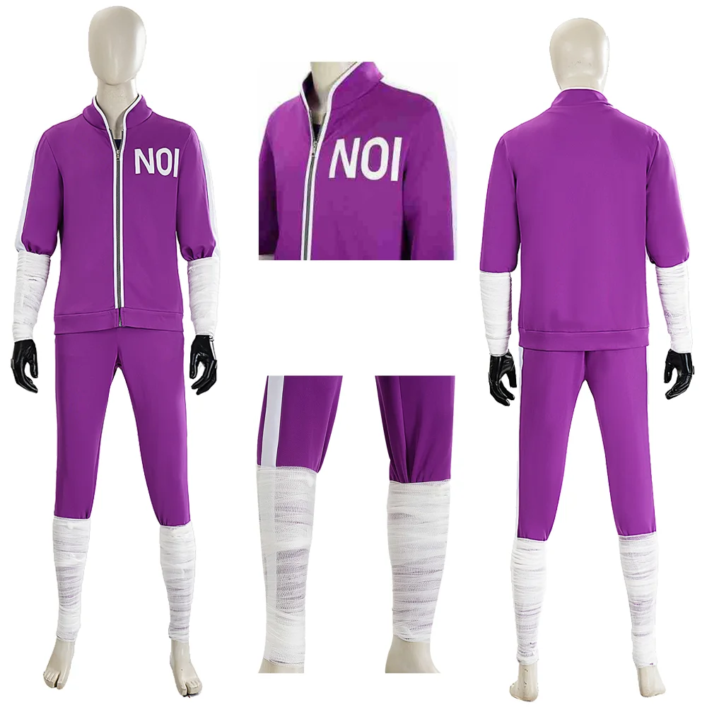 

Dorohedoro Noi Cosplay Costume Purple Tracksuit Bandage Wraps Adult Anime Roleplay Outfit Halloween Carnival Party Disguise
