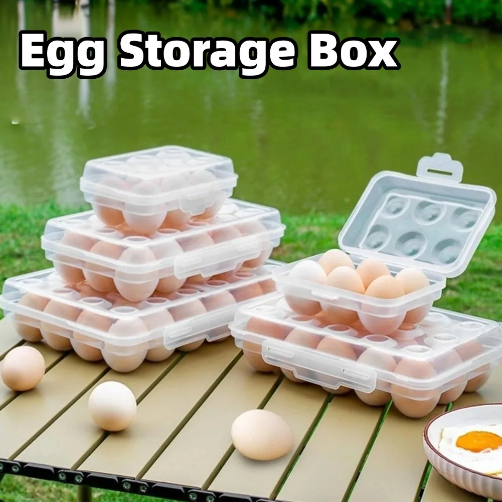 High-quality Egg Holder Plastic Egg Storage Box Egg Organizer for Fridge Portable Tray with Lid for Refrigerator Camping Outdoor
