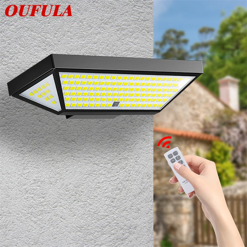 

OUFULA Outdoor Solar Wall Flood Light Human Body Induction With Remote Control Waterproof IP65 LED For Courtyard Porch Lamp