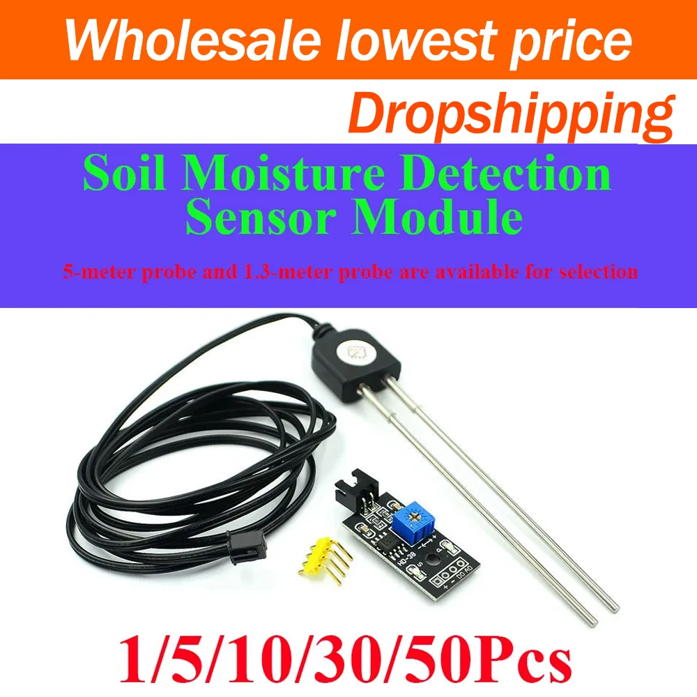 1~50Pcs Soil Moisture Detection Sensor Module Anti Corrosion Probe Soil Humidity Tester Arduino Agriculture Planting Gardening