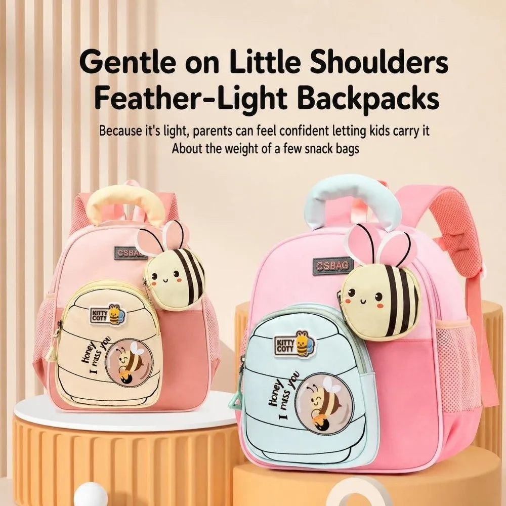 Cartoon Little Bee Children's Backpack Alleviate Burden Ergonomics Kids School Bag Wear-resisting Lightweight