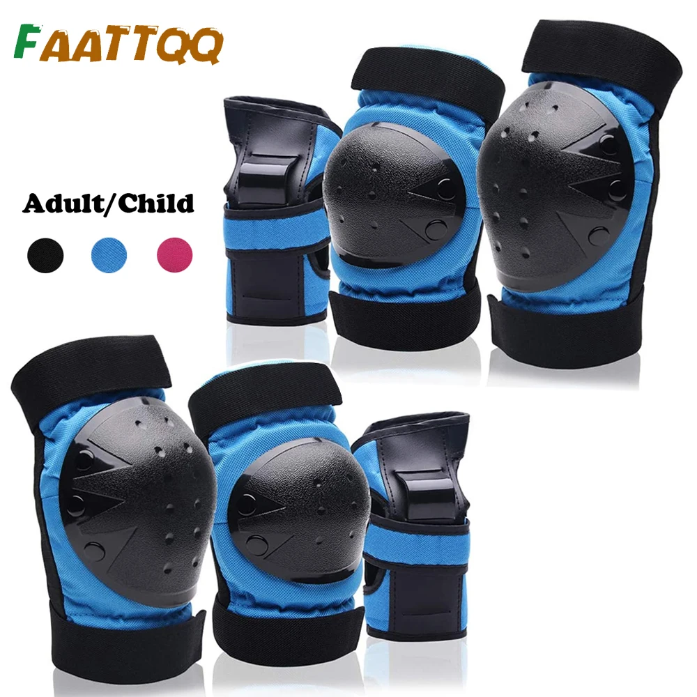 

6Pcs Kids/Adults Knee Pads Elbow Pads Wrist Guards Protective Gear for Skateboarding Roller Skating Cycling BMX Bicycle Bike