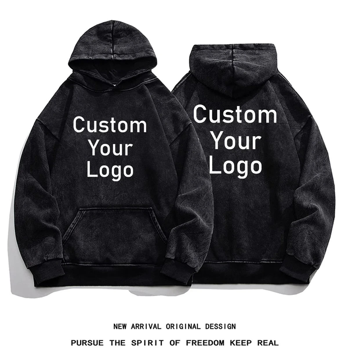 Custom Your Logo Design High Weight 320g Cotton Men Women Acid Wash Vintage Streetwear Oversized Shirts Hoodies Sweatshirt