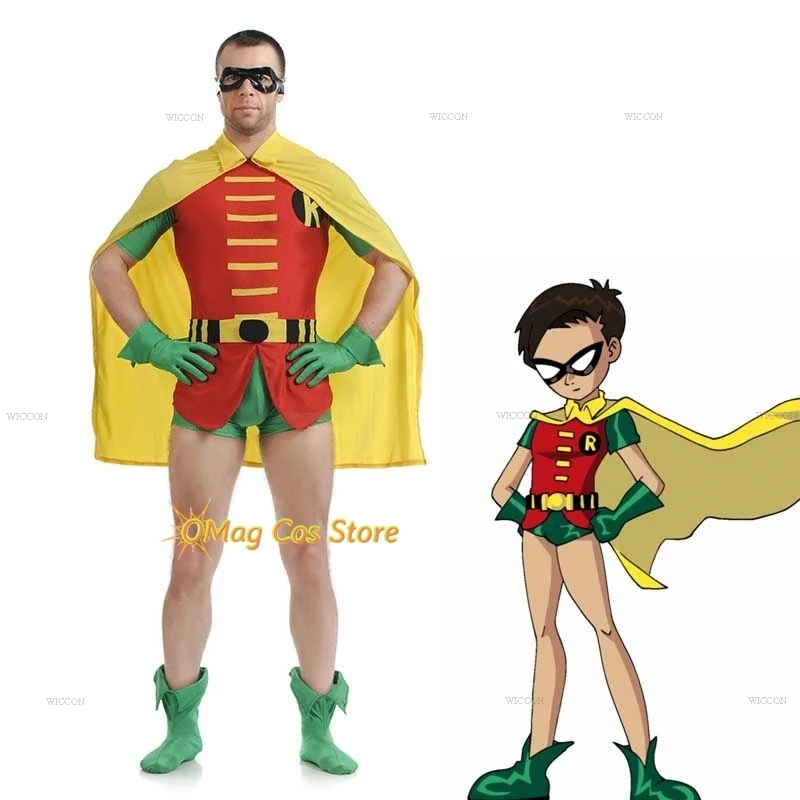 adulti-zentai-anime-teen-comic-titans-supereroe-robin-boy-grayson-drake-cosplay-tuta-mantello-costume-halloween-mens-gioco-di-ruolo