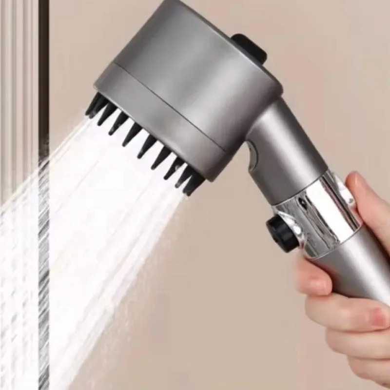 

High Pressurized Filter Shower Head 3-mode Adjustable Spray with Massage Brush Rain Faucet Bathroom Accessories