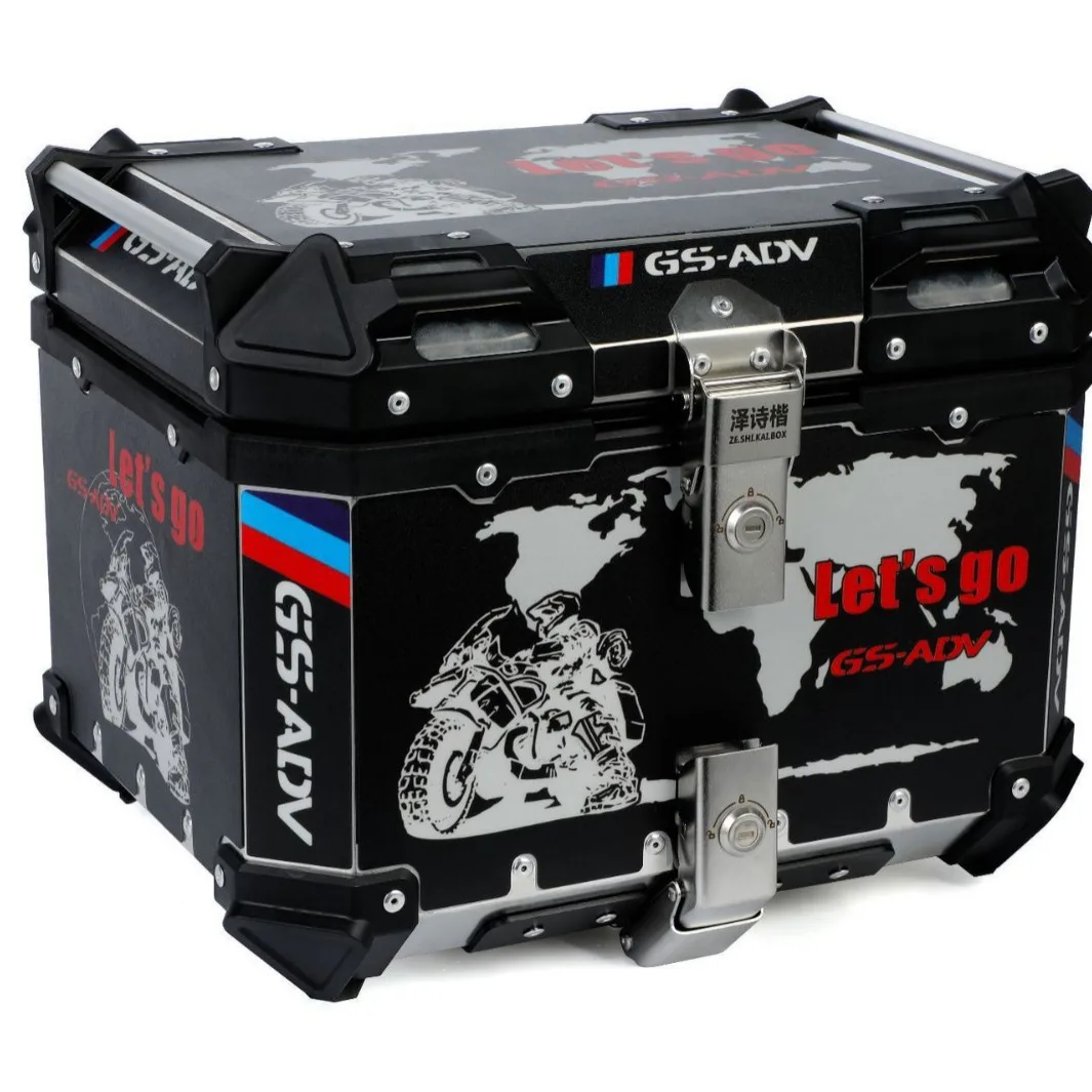 

45L Motorcycle Aluminum Alloy Trunk 45L All-aluminum Box Sticker Aluminum Alloy Box Personalized Rear Trunk