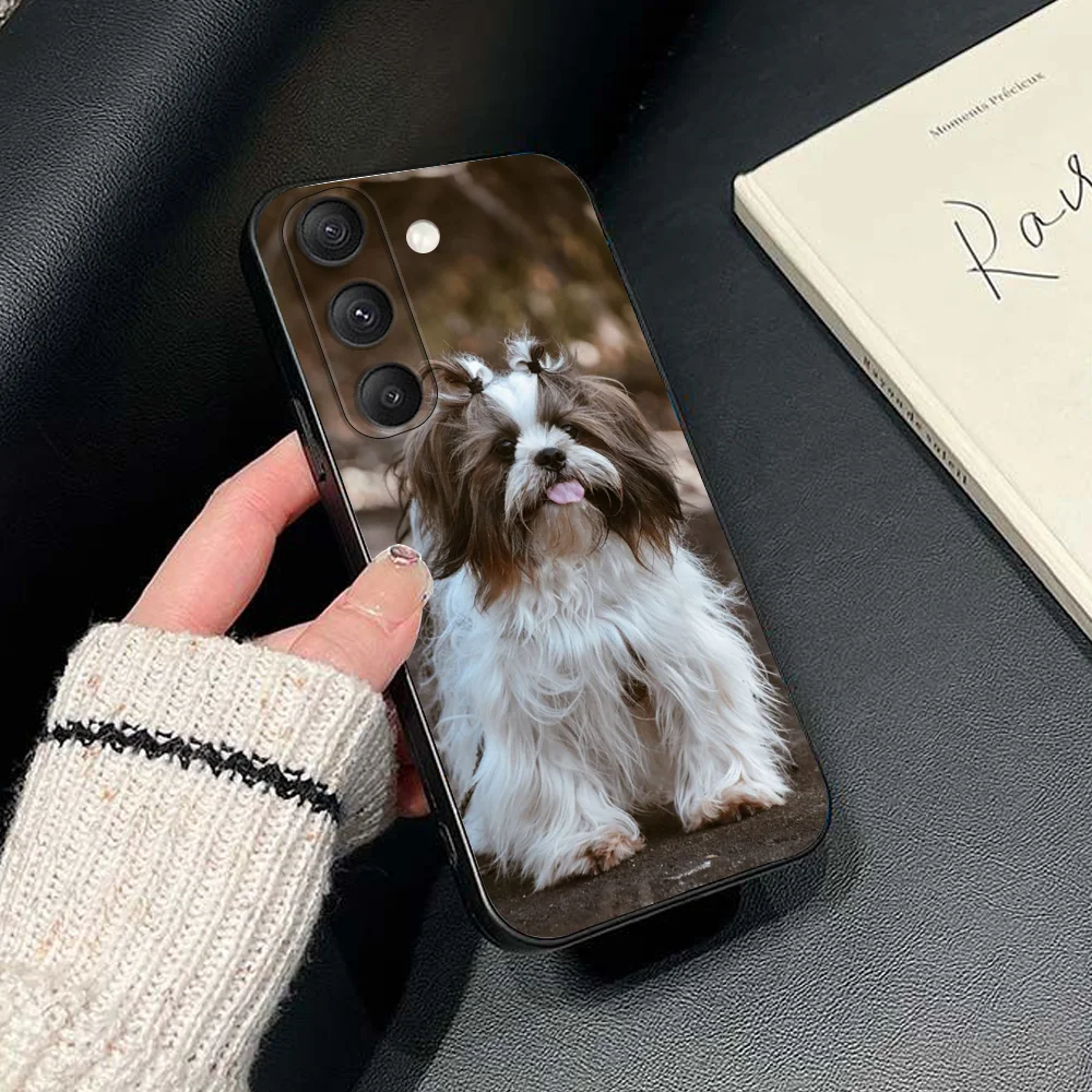 حافظة هاتف Pet Shih Tzu Dog لهاتف سامسونج جالاكسي S25، S24، S21، S22، S23، S30، Ultra، S20، Plus، Fe، Lite، Note، 10,9,5G غطاء أسود