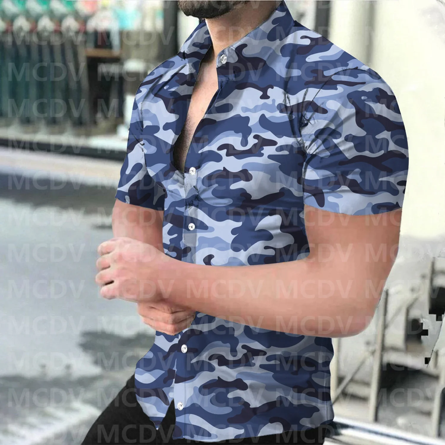 Camouflage Art Pattern 3D Printed Casual Button Shirt Men's Hawaiian Shirt