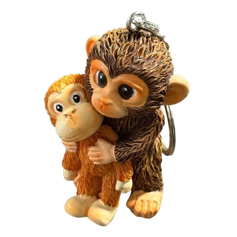 Monkey Resin Ornament 3D Monkey Keychain Resin Cute Monkey Doll Keyring Hanging Monkey Pendant Backpack Decoration