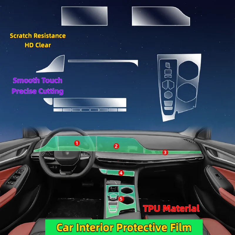 For 2024 Changan Eado Plus  interior film center console gear shift screen film car interior transparent TPU protective film