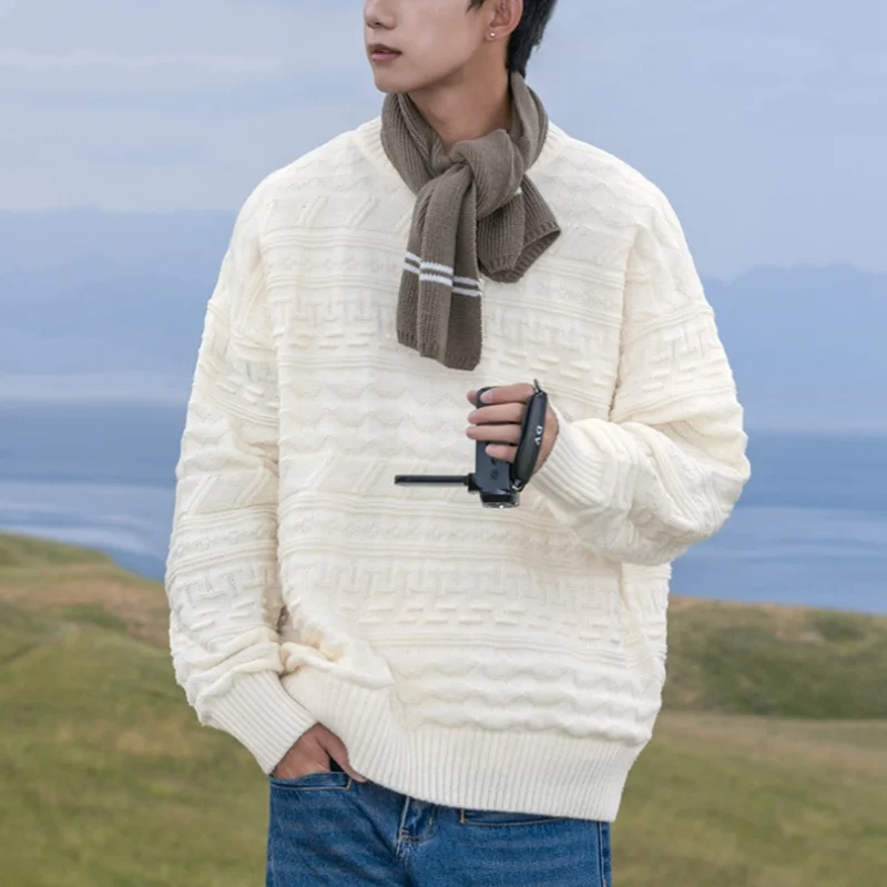 Retro Striped Soft Pullover Sweater Men Women Couple Model Autumn Winter Japanese Loose Lazy Wind Knit Sweater Warm