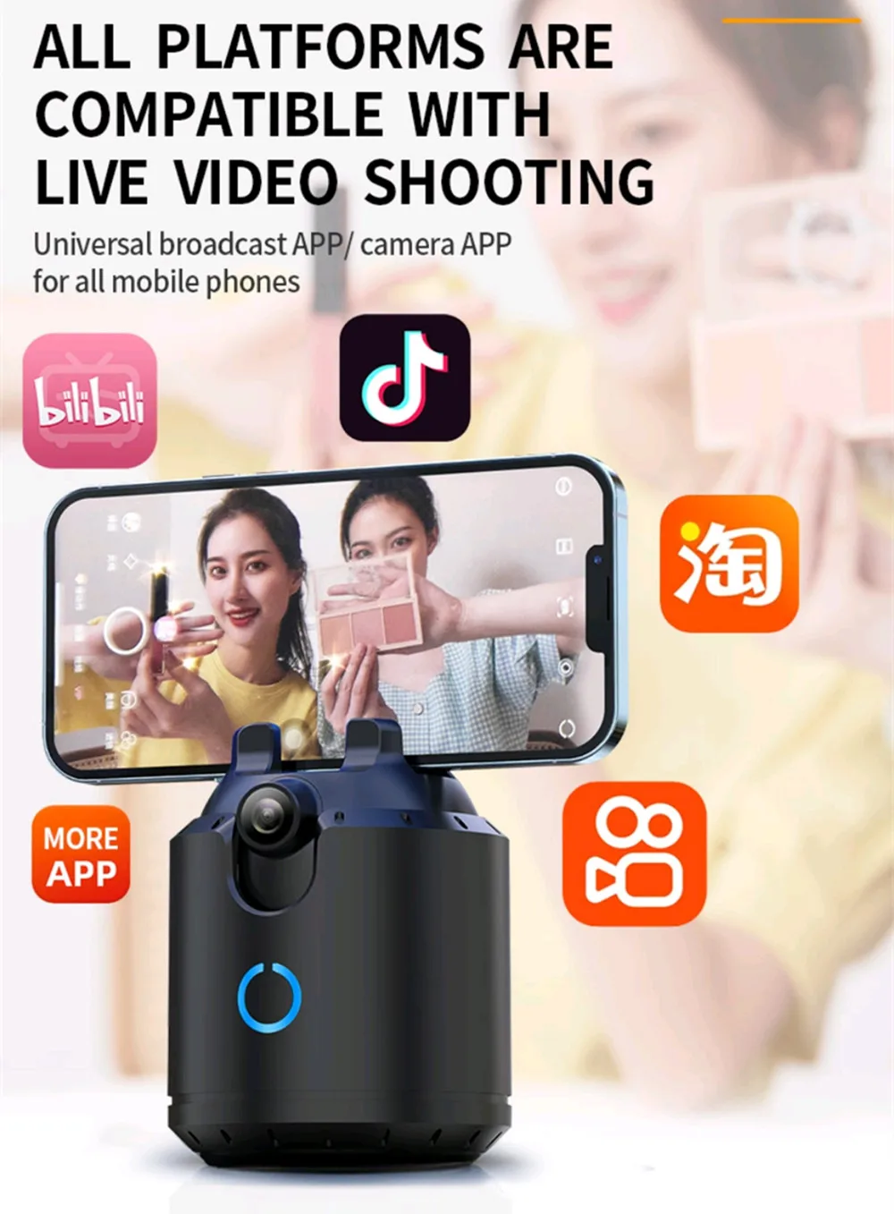 Auto Face Tracking Phone selfie stick Smart 360°rotation holder AI Follow-Up video Vlog Live Gimbal Stabilizer Tripod for mobile