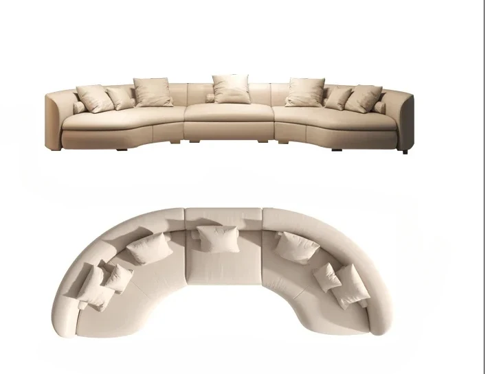 Postmodern Italian Minimalist Light Luxury Circular Curved Large Apartment Living Room Special-Shaped Corner
