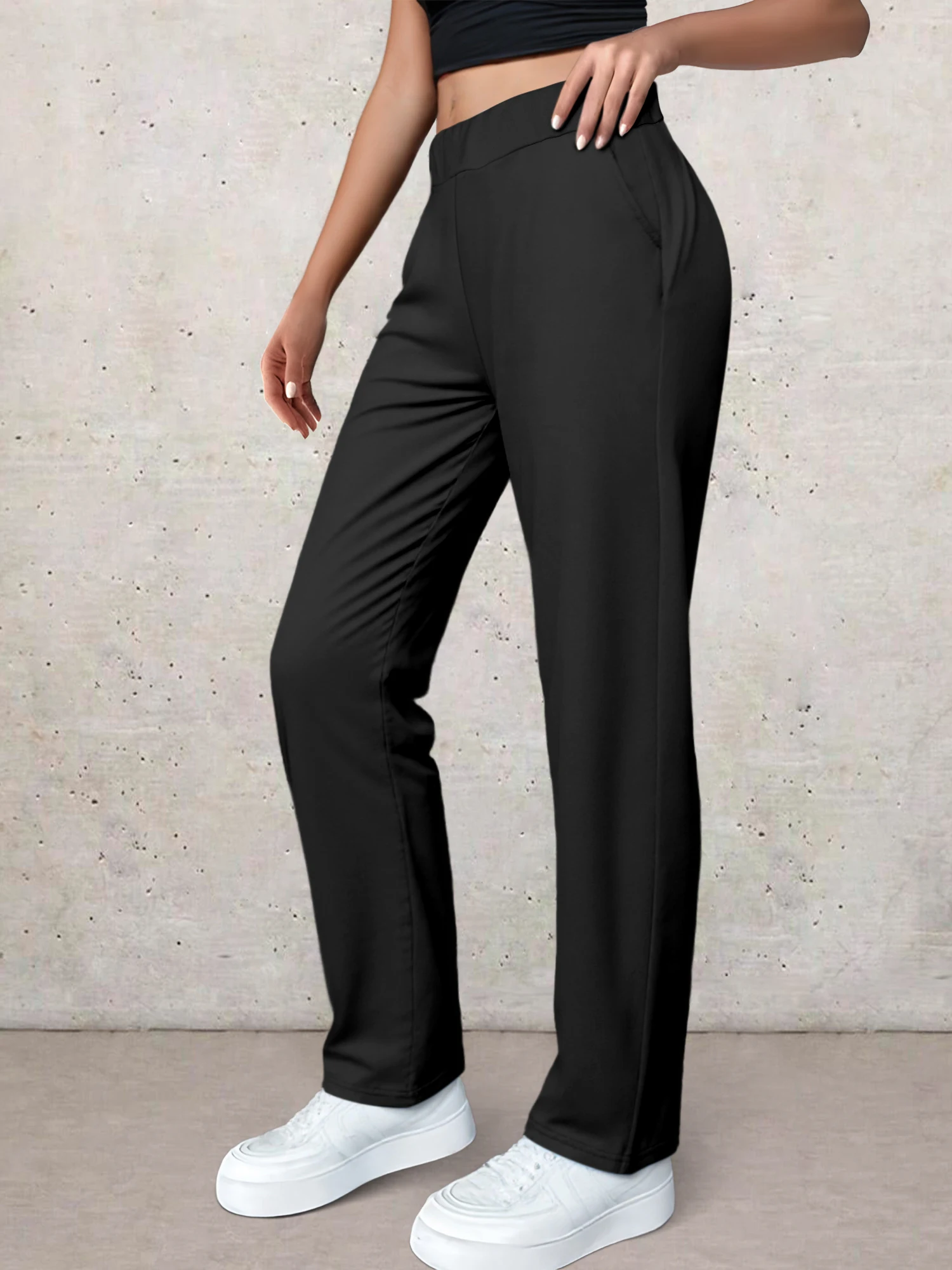 Petite Baggy Straight Leg Pants Women High Waisted Relaxed Lounge Trousers Aesthetic Sports Track Pants