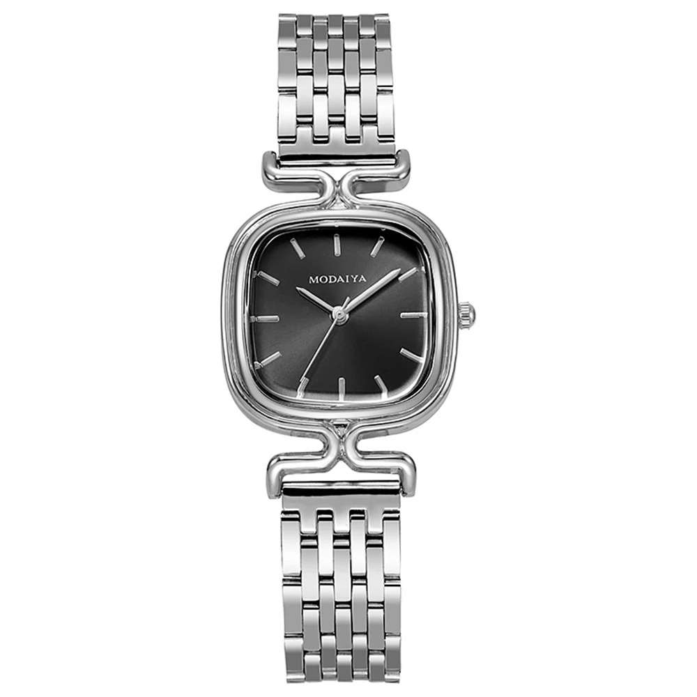 Luxury 2024 New Ladies Simple Small Square Quartz Watch Fashion Women Stainless Steel Silver Strap Business Clock Wristwatch