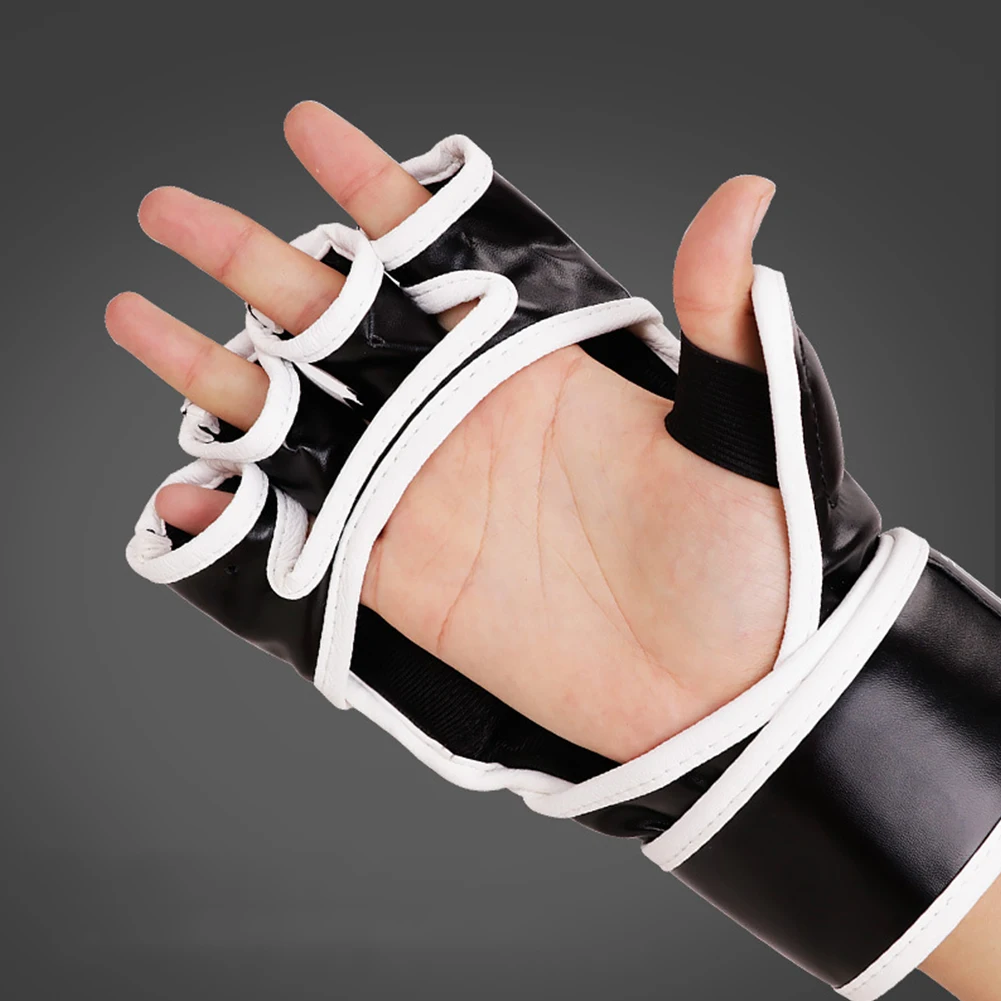 للجنسين قفازات الملاكمة بولي Leather الجلود 3 سنتيمتر سميكة السجال اللكم قفازات قابل للتعديل أصابع للملاكمة كيك بوكسينغ الملاكمة التايلاندية MMA