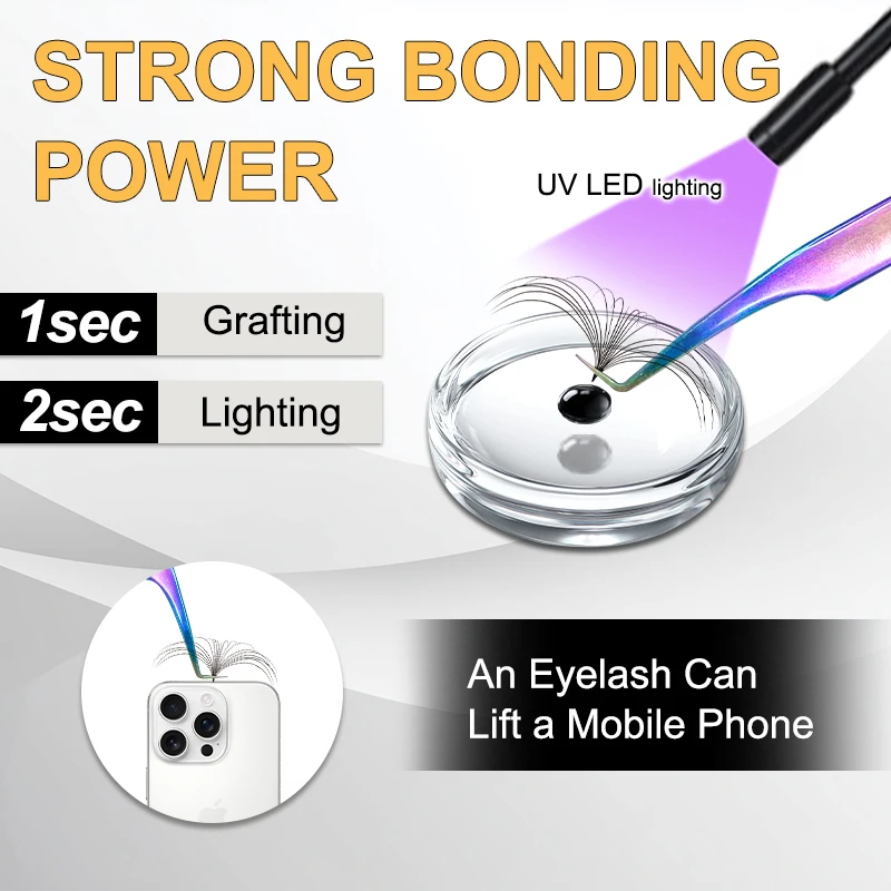 JOMAY 5ml 속눈썹 접착제 0.5초 속눈썹 연장용 UV 글루 장기 지속력 75일 UV 블랙 글루 속눈썹 연장용