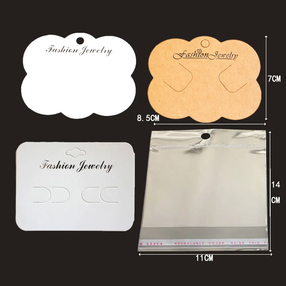 30–50 Sets Display-Karte mit Opp-Beuteln, transparente, selbstklebende Plastiktüte für handgefertigte Schmuck-Halsketten- und Armbandverpackungen