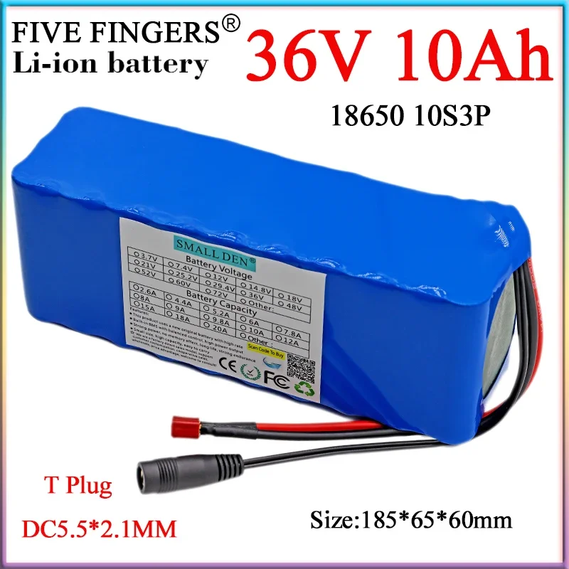 

New 36V 10Ah 10S3P Li-ion Battery Pack 18650 0-500W Motor Built-in BMS For 42V Electric bicycle Scooter Trolley Moped Spare Cell