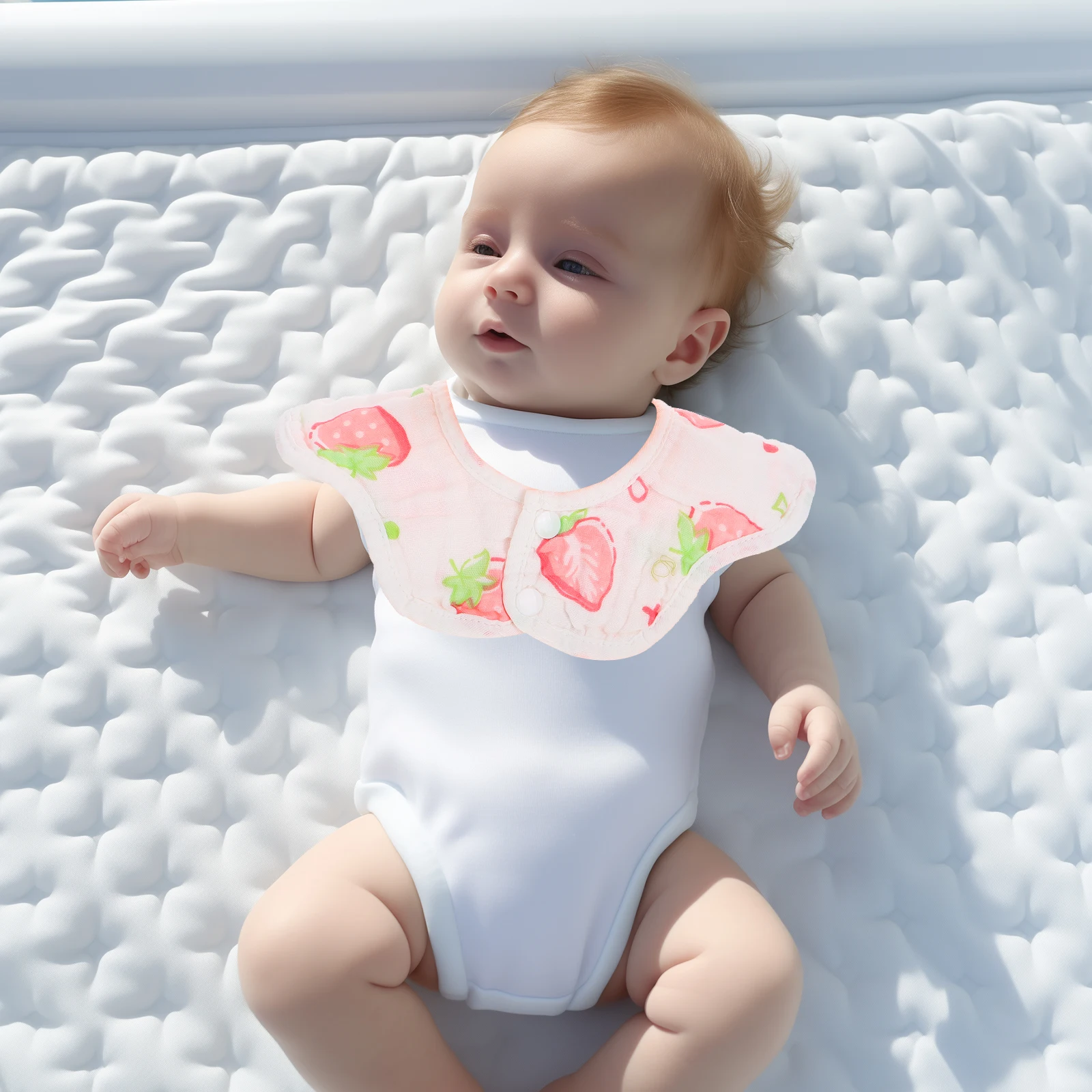 

2Pcs Cotton Muslin Bibs Soft Absorbent Drool Baby Boy Girl Teething Waterproof Eating Toddler Petal Design Adjustable Buttons