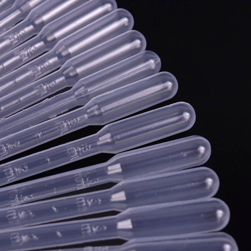 100PCS 3ML Disposable Plastic Pipette Eye Dropper Transfer Graduated Microscale Pipettes Office Lab Experiment Supplies