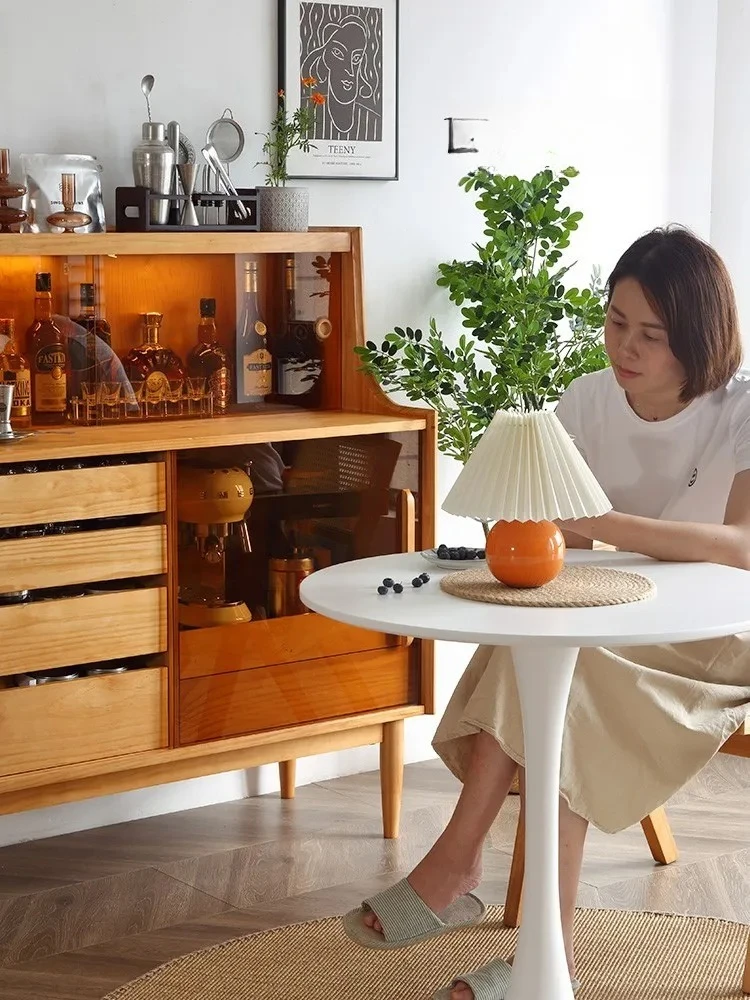 Solid wood simple multi-functional dining side cabinet Japanese-style household wall creative magazine cabinet