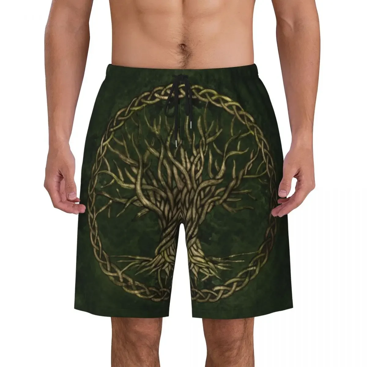 Custom Board Shorts Men's Quick Dry Beach Boardshorts Vikings Yggdrasil Swim Trunks Bathing Suits