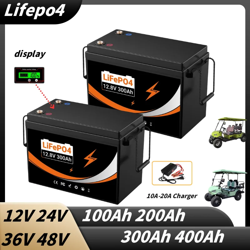 12V 24V 36V 48V 100AH 200Ah 250AH 300Ah 400Ah lifepo4 lithium battery bluetooth BMS APP for solar inverter EV Fishing boat
