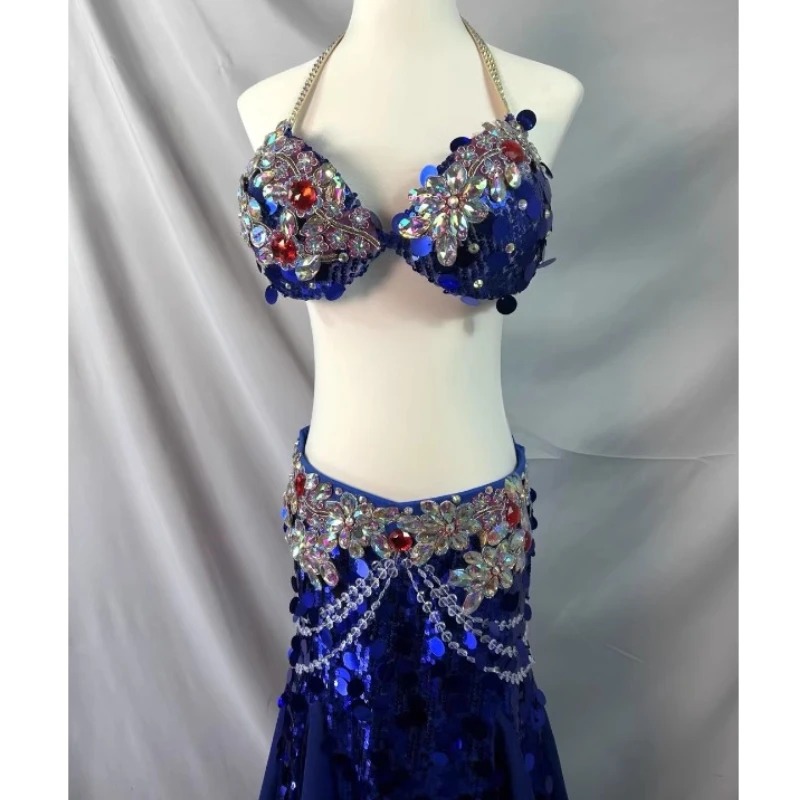 

Belly Dancer Performance Outfit for Women High End Customized Sexy Luxury Rhinestone Competition Costume Oriental Dance Suit