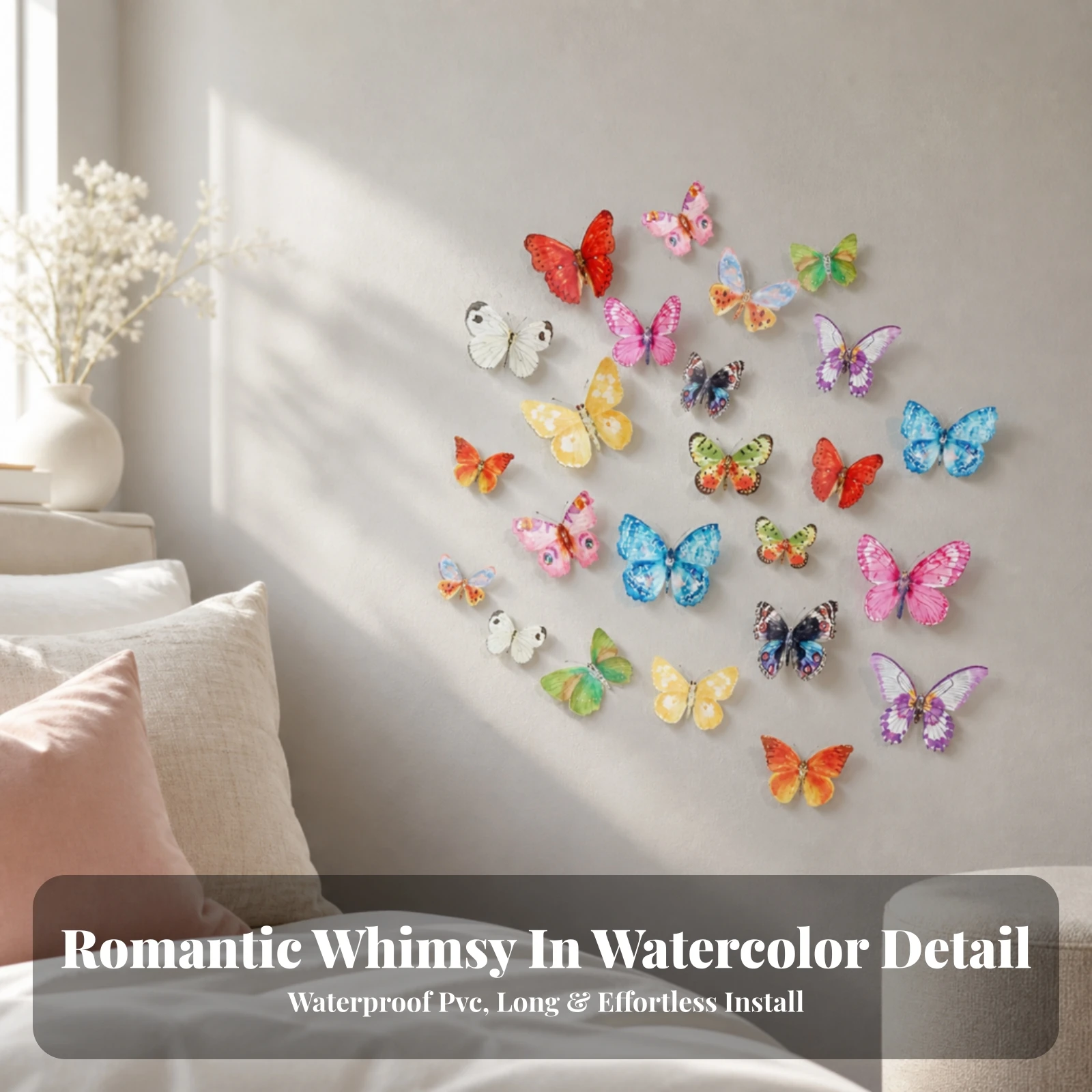 24 Pieces 3D Butterfly Wall Stickers Reusable Butterfly Wall Stickers Decorations Tear-Resistant Non for Bedroom, Wedding