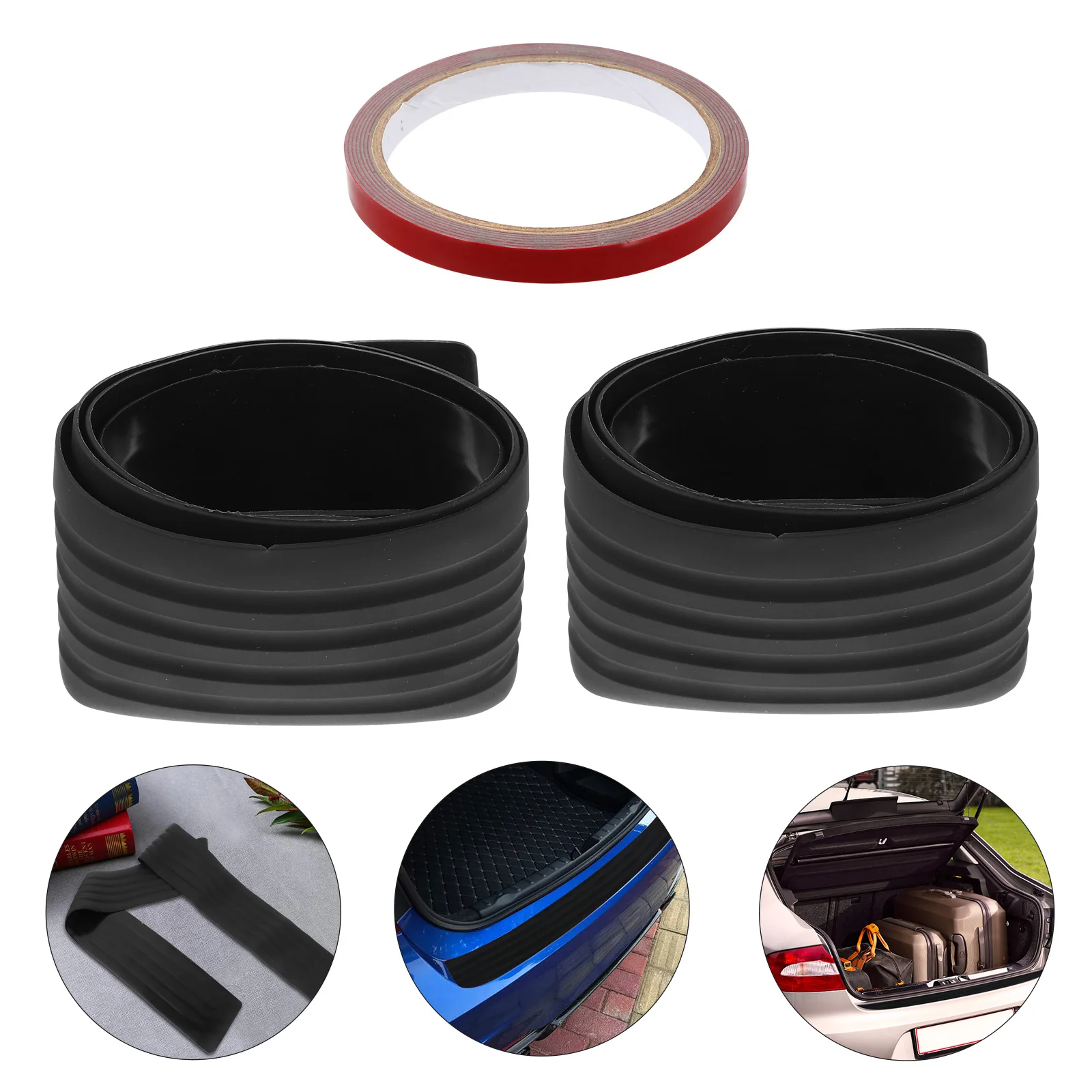 

2 pcs Car Bumper Protector AntiScratch Rear Cover Universal Rubber Trim Waterproof UV Heat Cold Wear Resistance Guard