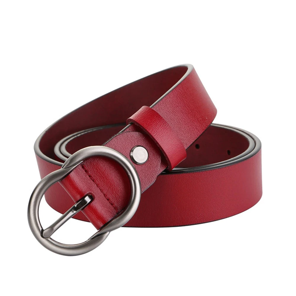 

Red Women Belt Genuine Leather Ladies Waist Belt Pin Buckle Solid Real Leather Casual Women Leather Belt White Black Coffee