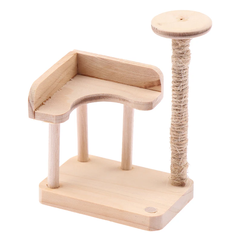 1:12 Dollhouse Miniature Wooden Cat Climbing Frame Pet Furniture Model Doll House Home Decor Accessories Kids Pretend Play Toy