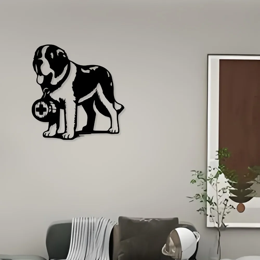 CIFBUY Iron Wall Art Saint Bernard Metal Waterproof Sculpture For Home Garden Hanging Decor Dog Lover Gift