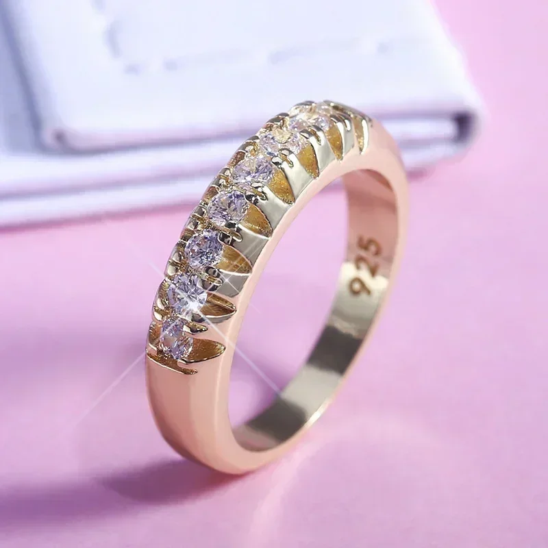 New High Quality Office Lady Accessories Rings Golden Color Halo Micro Paved Casual Style Female Jewel With Size 6-10 2026