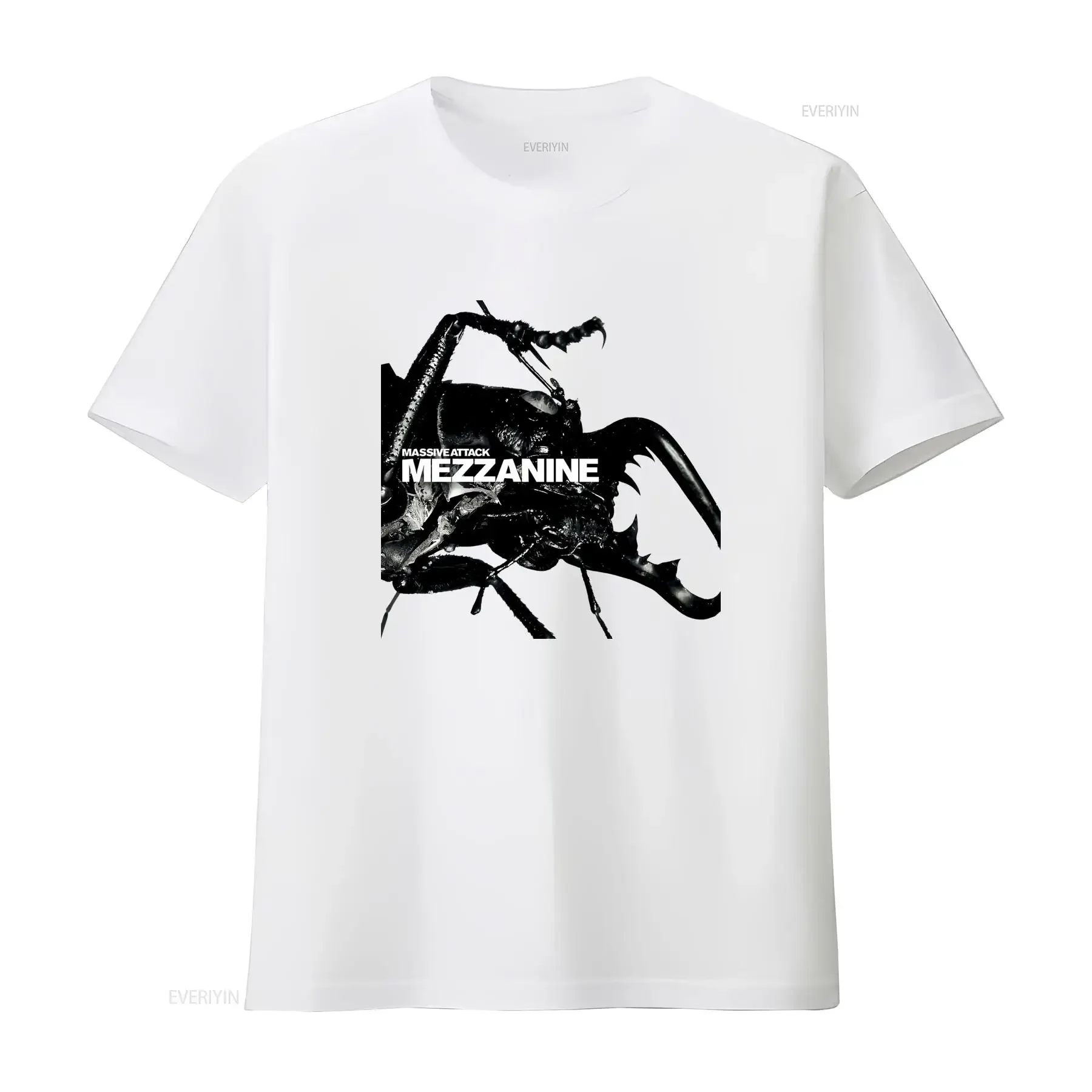 Gothic Streetwear Massive Attack Mezzanine Album Print Casual T Shirt vintage Washed Slightly Top For Everyday Wear Unisex