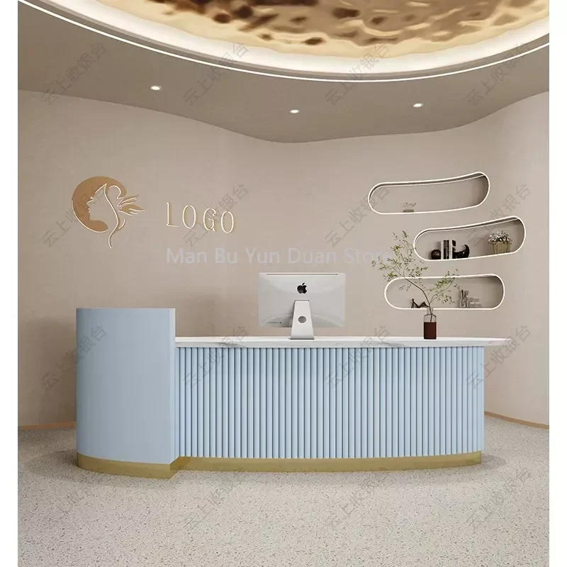 

Light Luxury Clothing Store Cashier Curved Standing Bar Hair Salon Reception Desk Mostrador Recepcion Beauty Salon Furniture